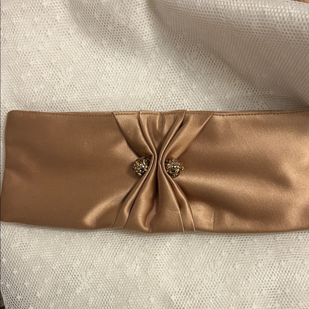 Rodo Bronze Satin Evening Clutch with Crystal Buttons